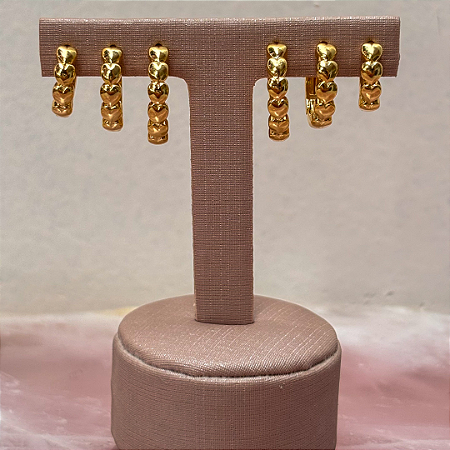 Trio de Argolas Corações Lisos