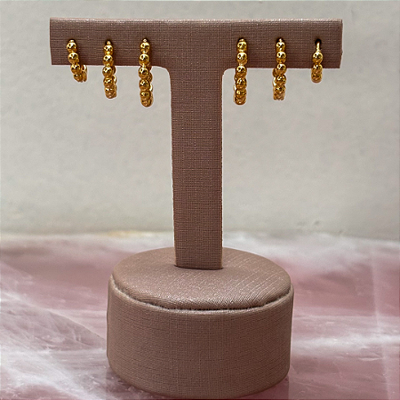 Trio de Argolas Bolinhas Lisas