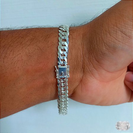 Pulseira Grumet Dupla Fecho Gaveta Prata 925 - 8mm