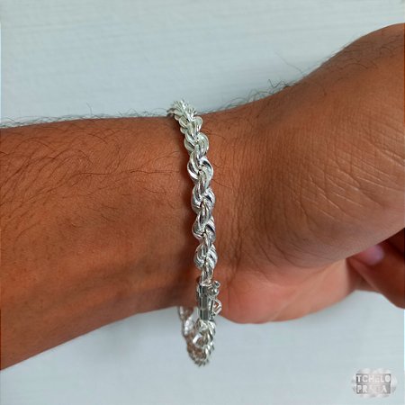 Pulseira Cordão Baiano Fecho Canhão Prata 925 - 5mm