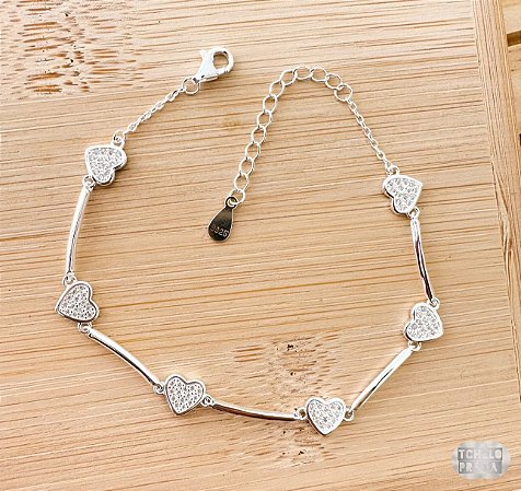 Pulseira Cravejada Mod04 Prata 925 - 19cm