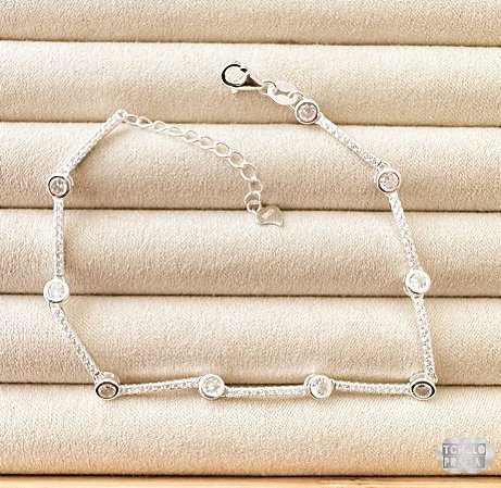 Pulseira Cravejada Mod10 Prata 925 - 19cm