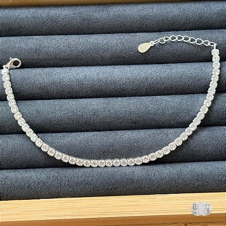 Pulseira Luxo Rivieira Prata 925 - 3mm e 19cm