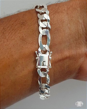 Pulseira Italiana 3x1 Fecho Gaveta Prata 925 - 8mm