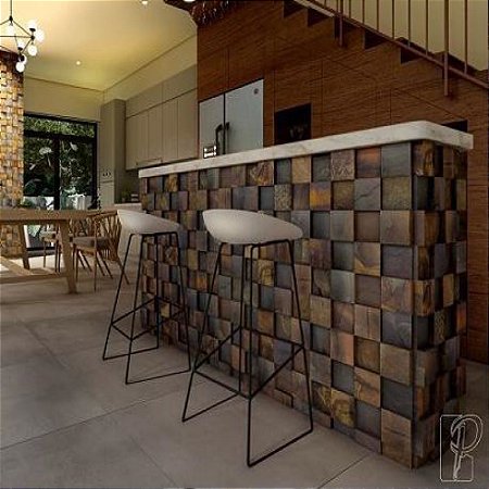 Mosaico Pedra Ferro 10x10 e Filete Pedra Ferro 5cm - Decor Pedras