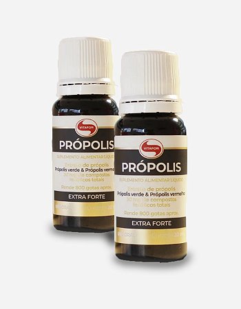 Própolis Verde & Própolis Vermelho Extra Forte Vitafor com 02 frascos de 20ml
