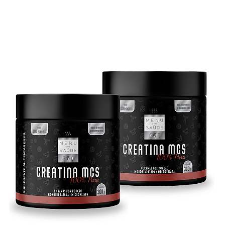 Creatina MCS 100% pura MENU COM SAÚDE- 02 potes 300g rende 200 doses