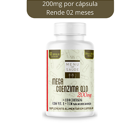 MEGA COENZIMA Q10 (200mg por cápsula) - MENU COM SAÚDE - 01 pote com 60 cápsulas