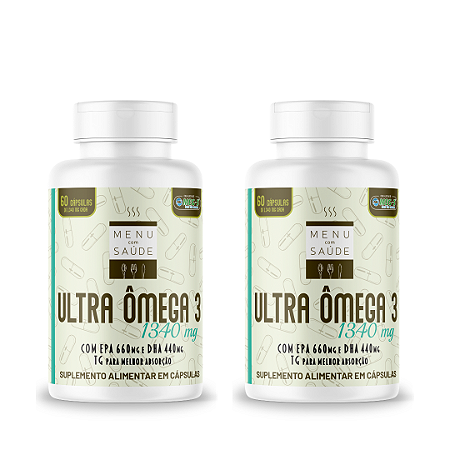ULTRA ÔMEGA 3- 1340mg  MENU COM SAÚDE 2 potes 60 cápsulas cada