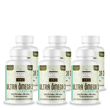 ULTRA ÔMEGA 3 de 1340mg MENU COM SAÚDE- 6 potes com 60 cápsulas cada