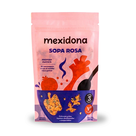 Sopa Low Carb Rosa 160g- rende 3 porções 250ml