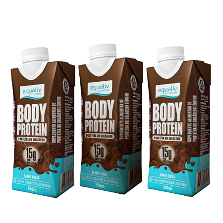 Proteína de Colágeno Cacau 15g Body Proteína Equaliv- 3 unidades 250ml
