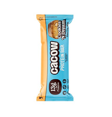 Barra de proteína vegana com 13g CACOW  Cookie n’ dream