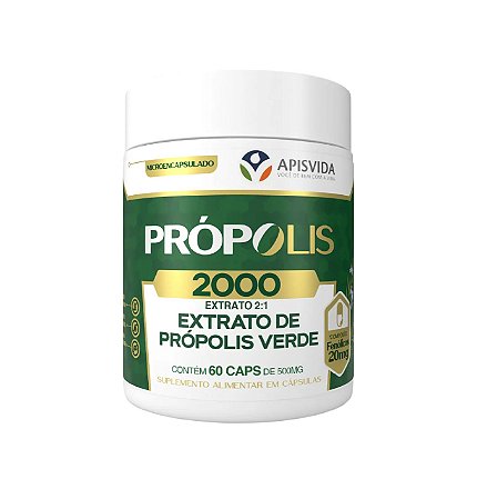 Extrato de Própolis Verde - Própolis 2000 em cápsulas - APIS VIDA - pote com 60 cápsulas