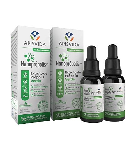 Kit 2 Extrato de Própolis Verde - Nanoprópolis - APIS VIDA - Alta Absorção - 20 ml
