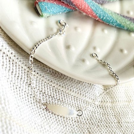 Pulseira Kids Plaquinha Prata 925