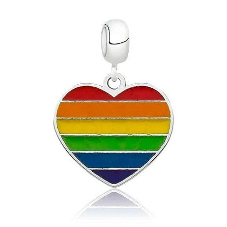 Berloque Coração Colors Rainbow Prata 925
