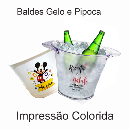 Balde Gelo e Pipoca Acrilicss Personalizados - Impressão color  Cod 7488