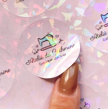 Adesivos Etiquetas Vinil Branco Laminação Holográfica com Recorte (5xA3) - Cod 7515