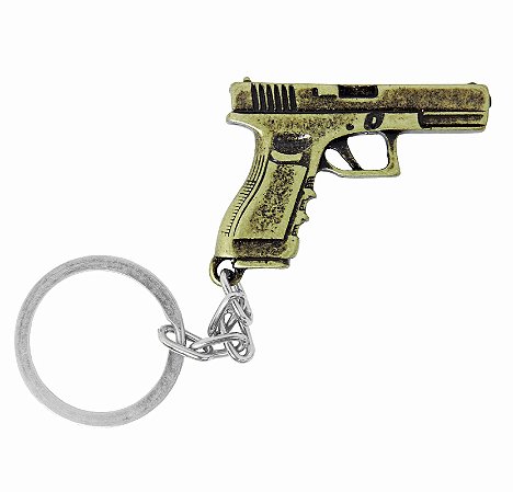 Chaveiro Pistola Glock - Ouro Velho