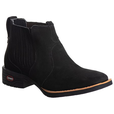 Bota Texana masculina Nobuk Preta Rodeio Bico quadrado lisa sem detalhe Ref 201