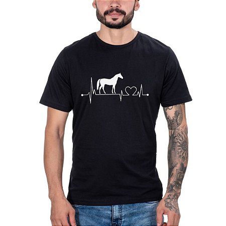 Camiseta Masculina Country Preta Apaixonado Cavalos
