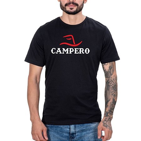 Camiseta Masculina Country Campero Manga curta preta