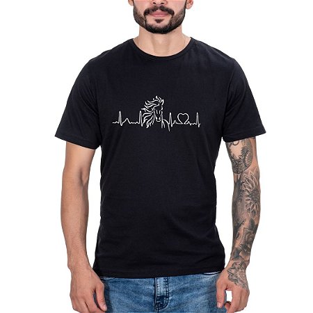 Camiseta Masculina Country Preta Coração Cavalo manga curta