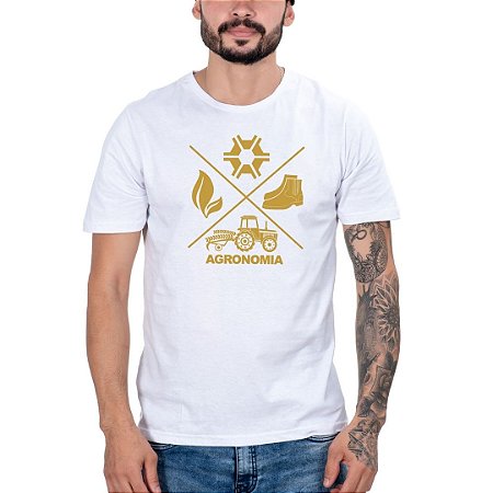 Camiseta Masculina Country Agronomia Manga curta branca Agro