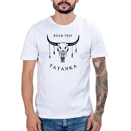 Camiseta Masculina Country Boi Tatanka Manga curta branca