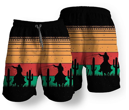Short Masculino Country Bermuda Moda Praia Campero Laranja/Vermelho