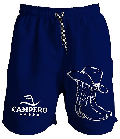 Short Masculino Rodeio Country Estampa Texana Moda Praia Campero Azul