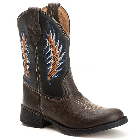Bota Texana Country Masculina Em Couro Marrom Bordada Ref850