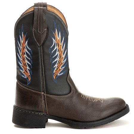 Bota Texana Country Masculina Em Couro Marrom Bordada Ref850