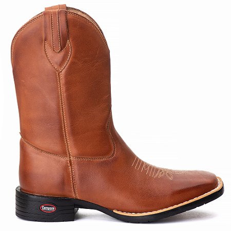 Bota Texana Rodeio Montaria Couro Bico Quadrado Masculina Ref863