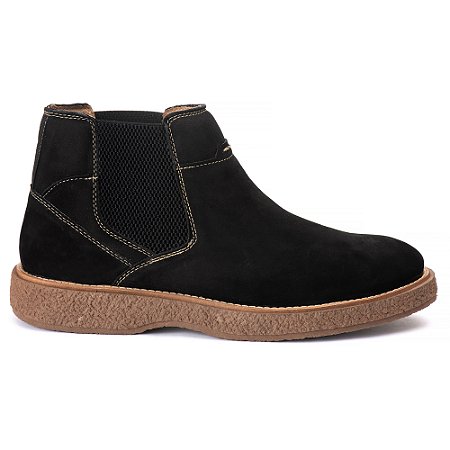 Bota Chelsea Masculina Em Couro Nobuk Café Botina Social Bico redondo Ref 1188