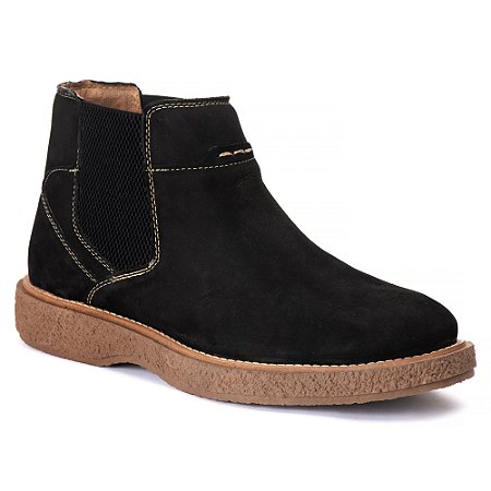 Bota Chelsea Masculina Em Couro Nobuk Café Botina Social Bico redondo Ref 1188
