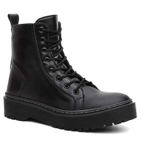 Bota Coturno Feminino Tratorado Plataforma Confort Ref 784 Preto