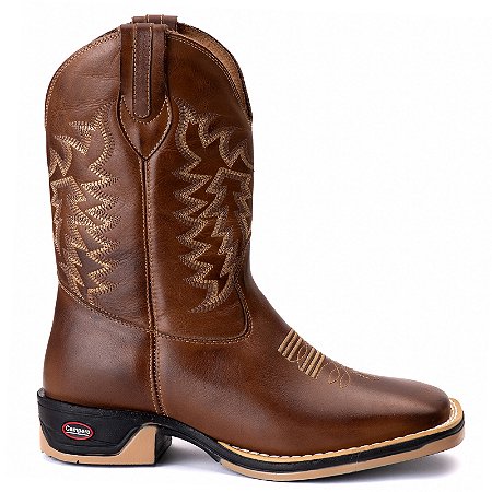 Bota Texana Rodeio Country Couro Bico Quadrado Masculina Ref 857