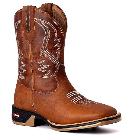 Bota Texana Rodeio Country Couro Bico Quadrado Masculina 0859