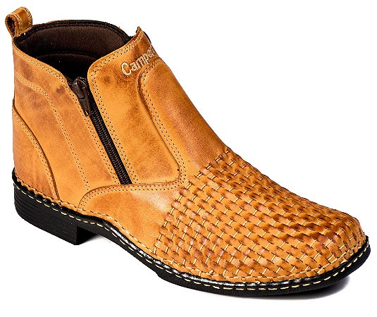 Bota Masculina De Couro Latego Solado Conchinha Cor Whisky 225
