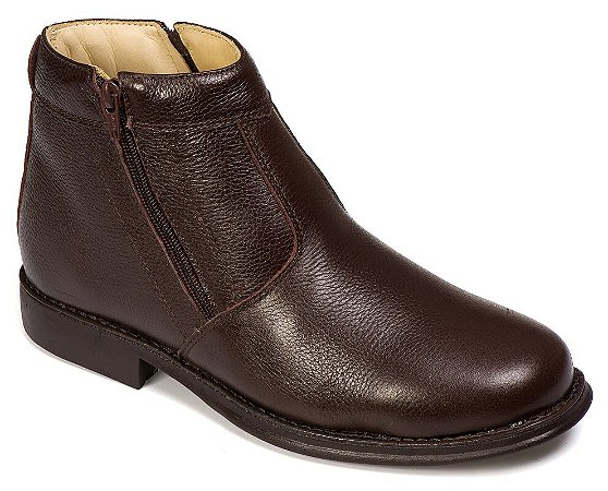 Botina Masculina Confort Em Couro Floter Solado Copa Gel Cor Café 149