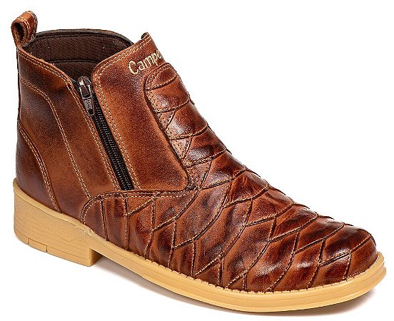 Bota Masculina Em Couro Latego Escamada Confort Flex Cor Pinhão 160