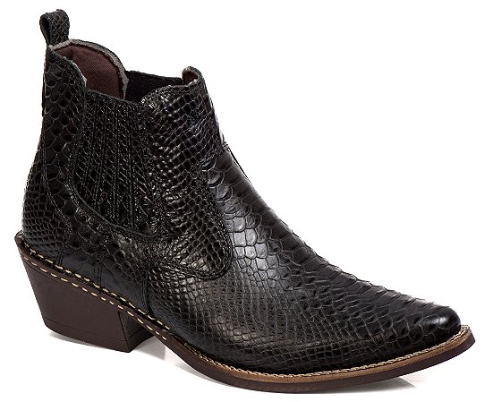 Bota Masculina Country Rodeio Em Couro cobra Anaconda Cor Preto Ref 042