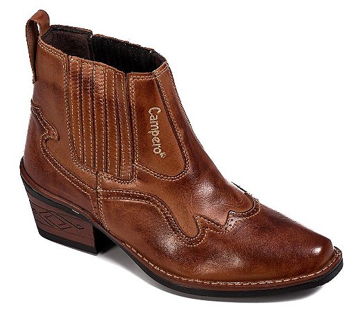 Bota Masculina Country Botina Em Couro Sanfonada Latego Cor Pinhão Ref 041