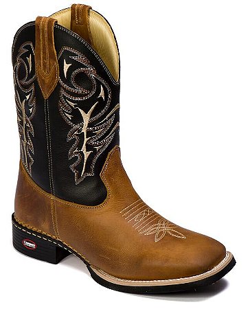 Bota Texana Country Rodeio Em Couro Fóssil Cor Mostarda ref 223