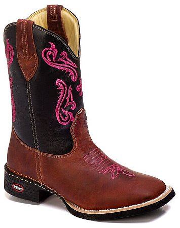 Bota Texana Feminina Em Couro Fóssil Cor Sela/Preto 700