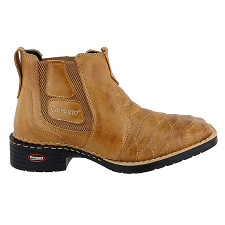 Bota Masculina em Couro Campero Cano Curto Whisky Ref 186