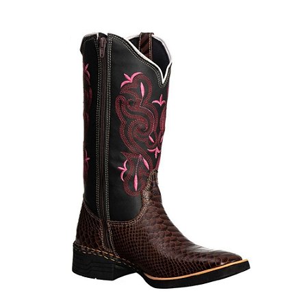 Bota texana feminina bico quadrado Anaconda Café Ref 712