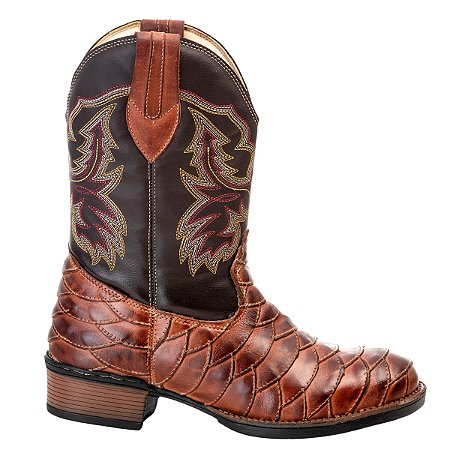 Bota Texana Escamada Campero Bico Redondo